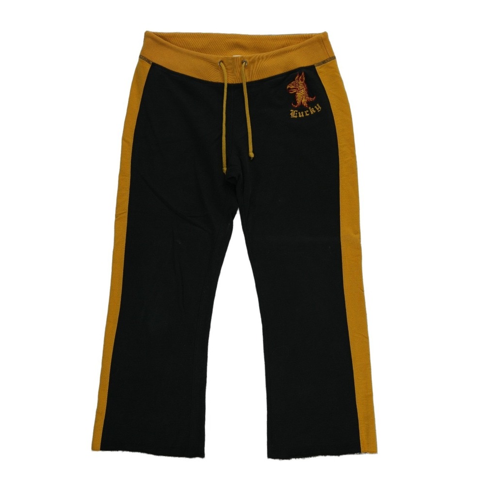 Lucky Brand Royalty Sweatpants Women's Size Medium Black 100% Cotton Griffin Y2K